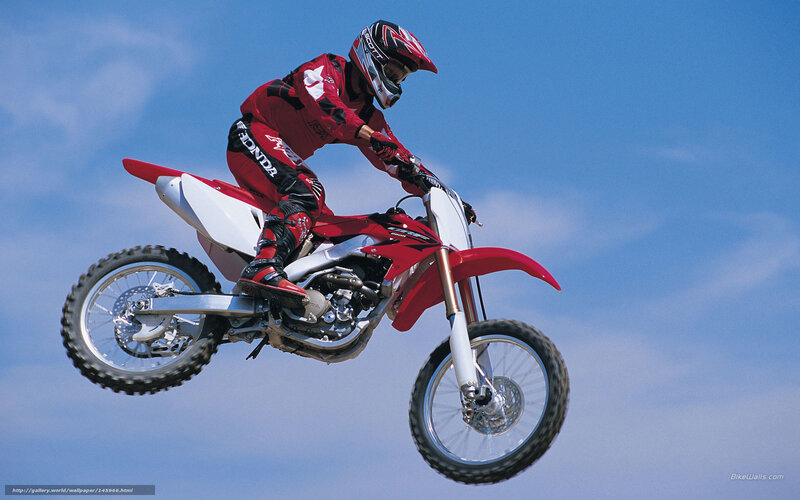 Motorcycle Rider in Mid-air — Red, Dynamic, Afternoon