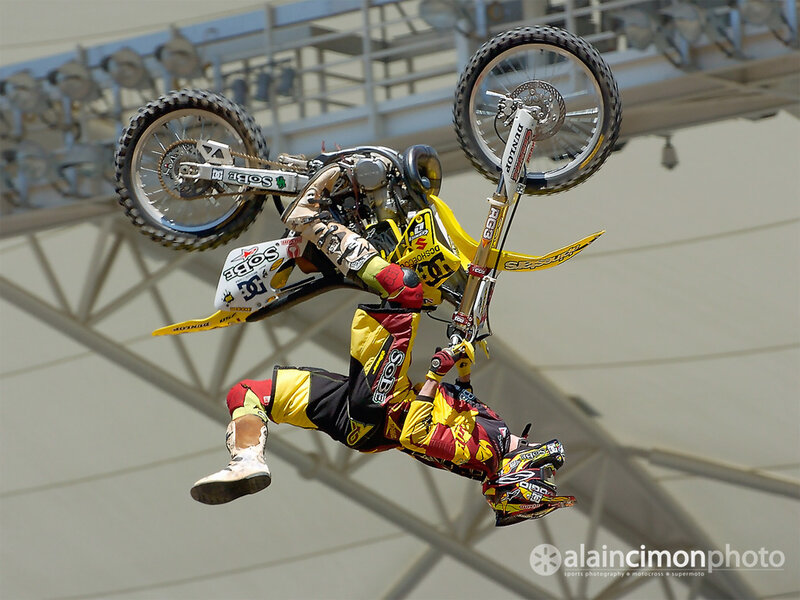Motorcycle Rider in Mid-air — Yellow