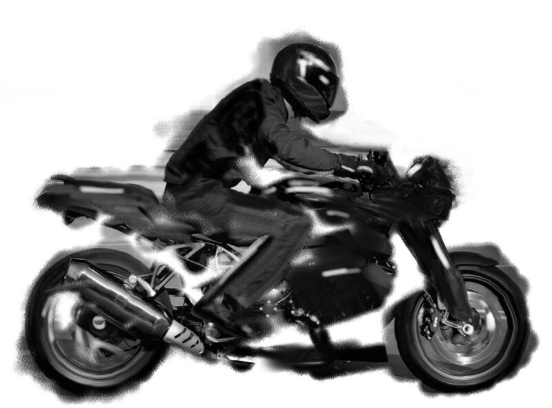 Motorcycle Rider in Motion — Black