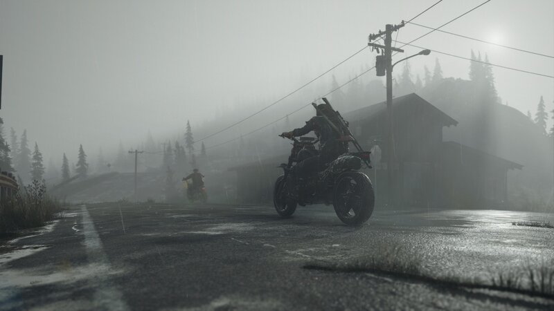 Motorcycle Rider in Rain — Gray