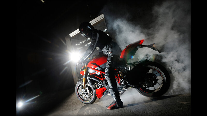 Motorcycle rider in smoke