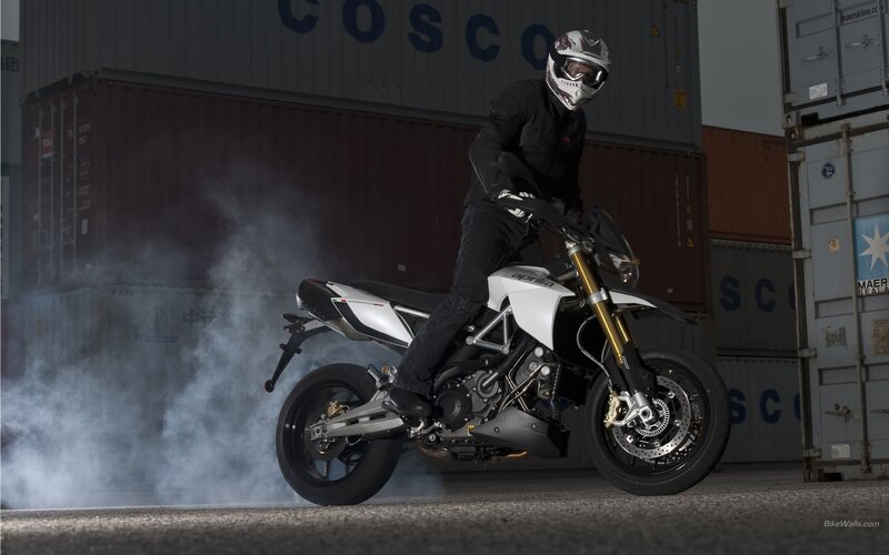 Motorcycle rider in smoke