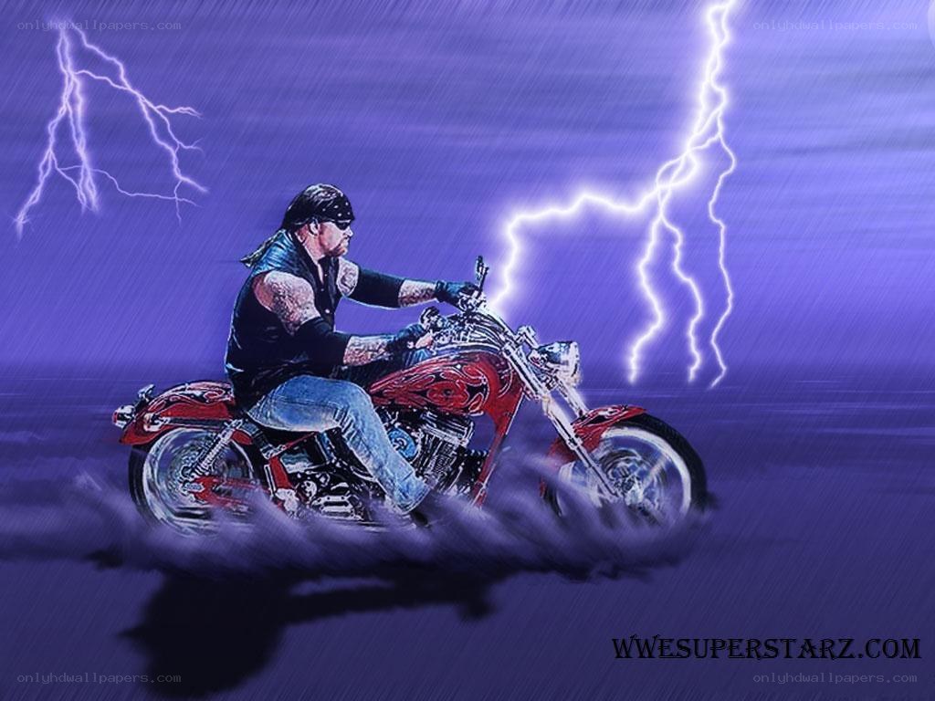 Motorcycle rider in storm