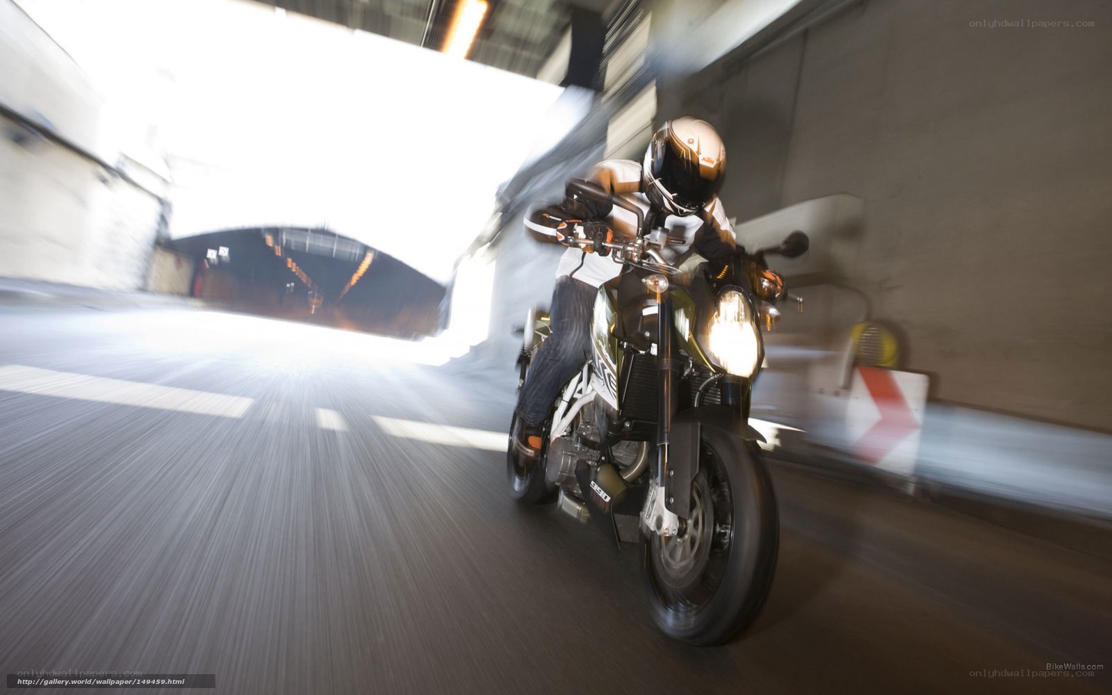 motorcycle rider in tunnel