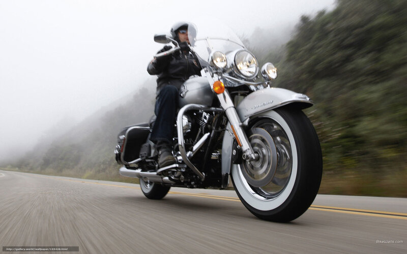 Motorcycle rider on a foggy road