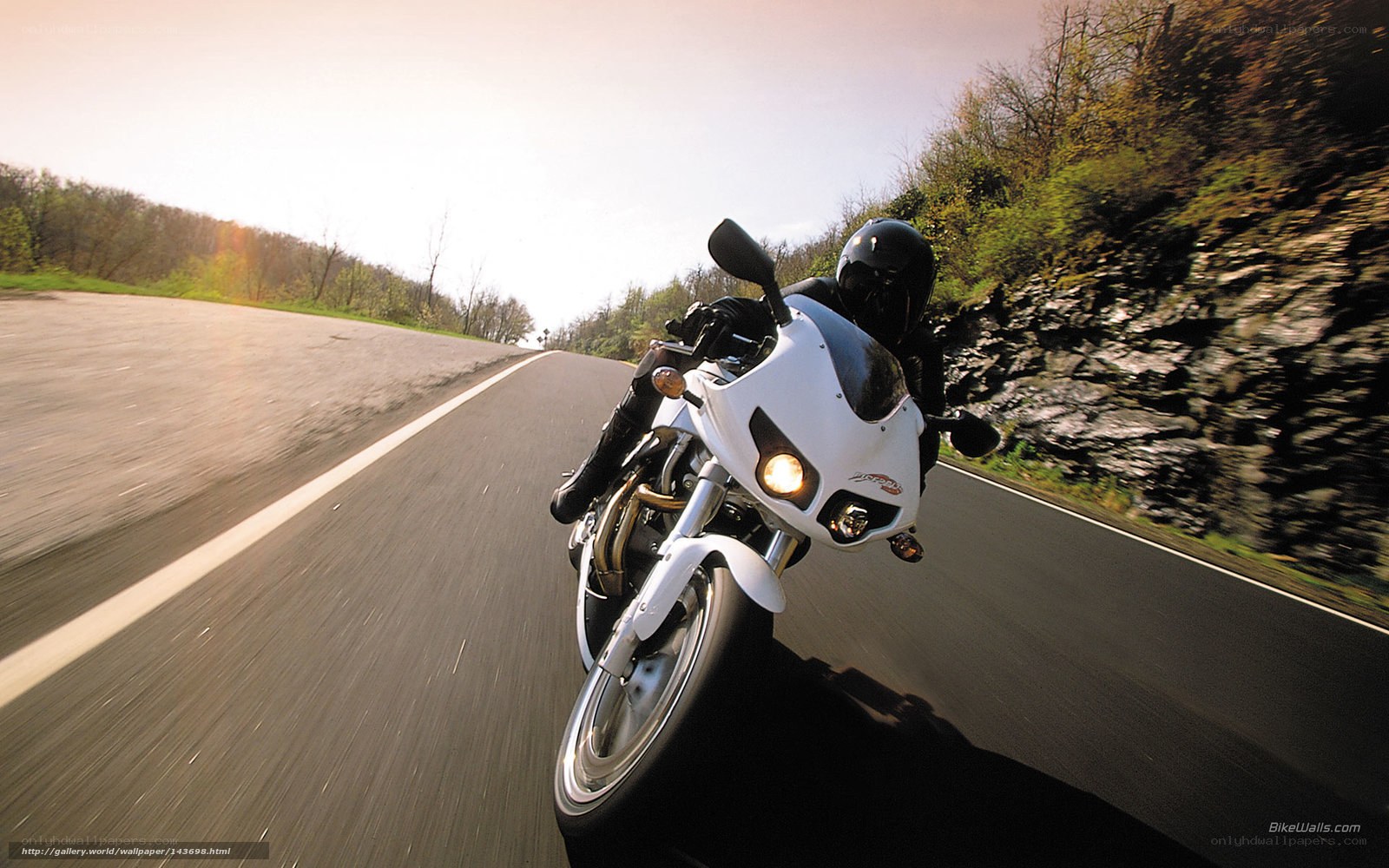 Motorcycle rider on a winding road