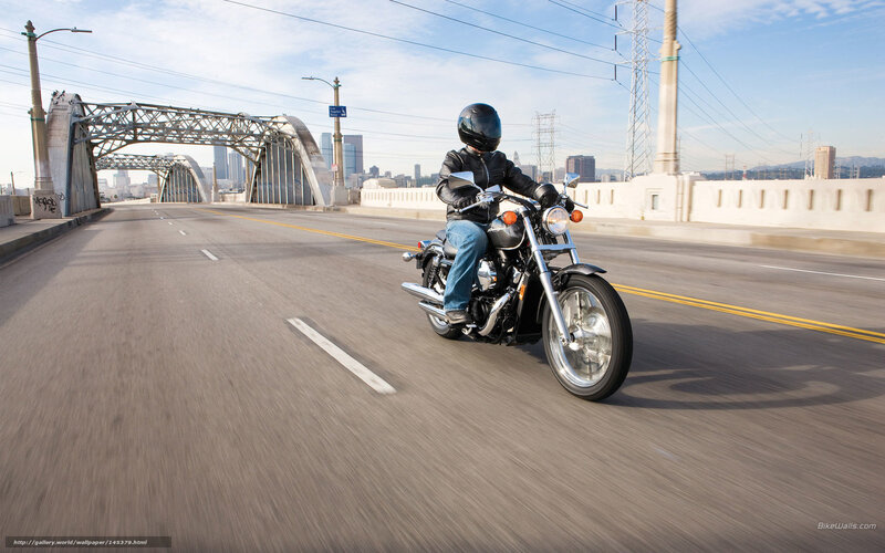 Motorcycle Rider on Bridge — Gray