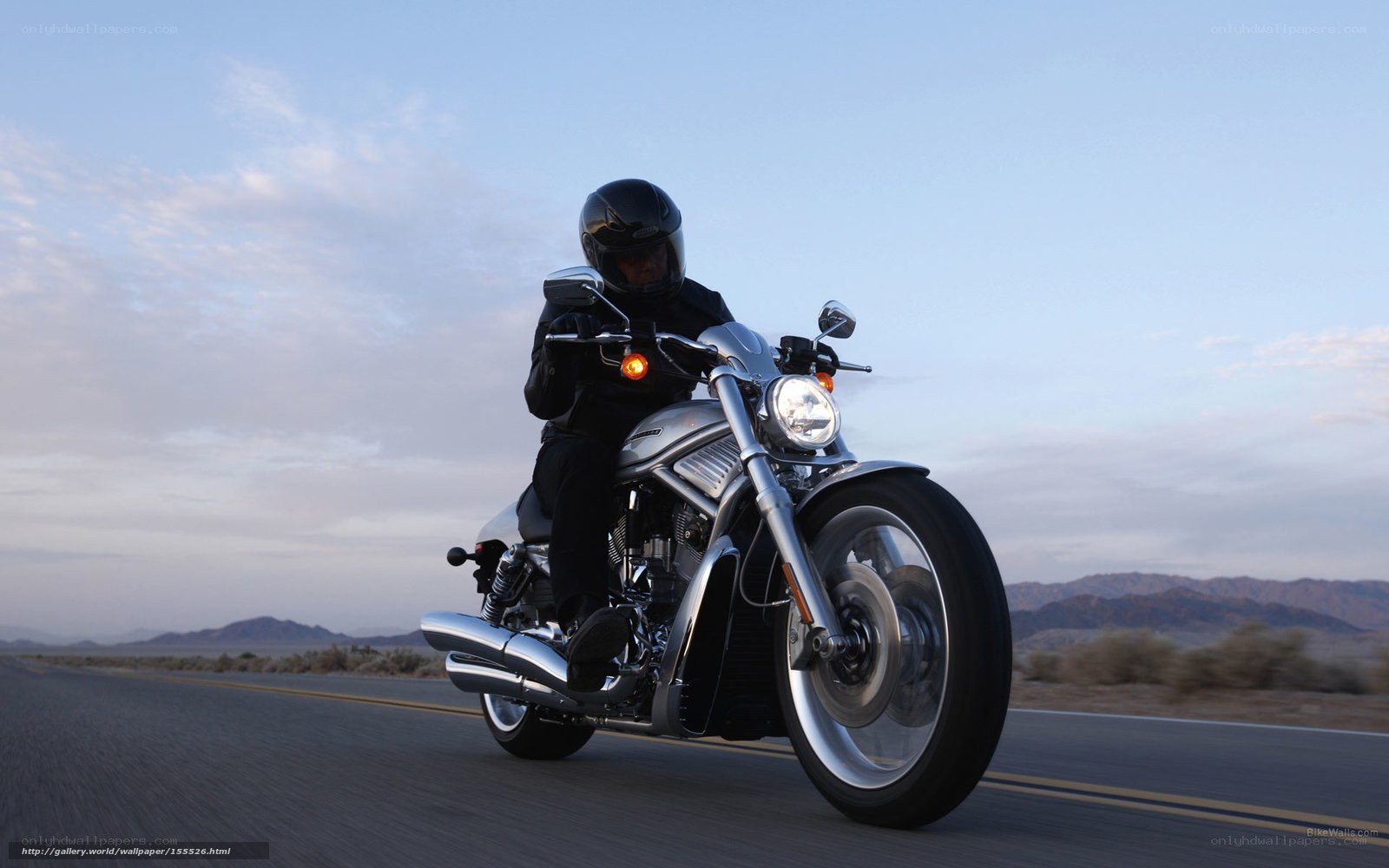 Motorcycle rider on desert road