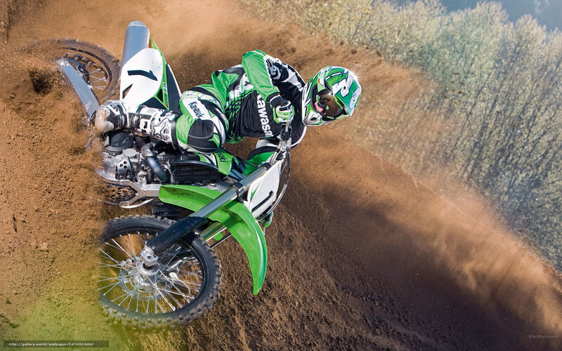 Motorcycle Rider on Dirt — Green