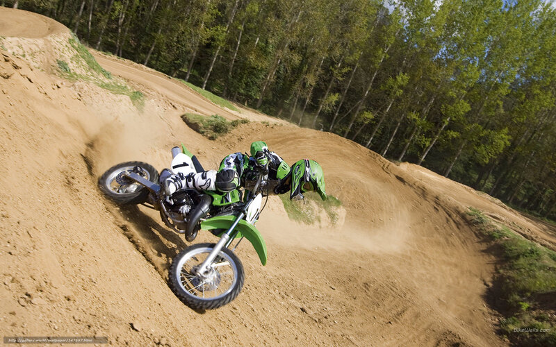 Motorcycle Rider on Dirt Track — Green