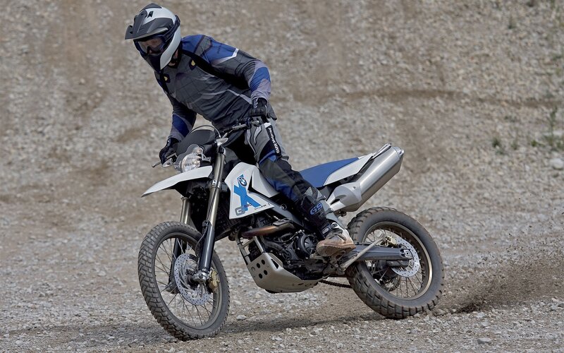 motorcycle rider on gravel
