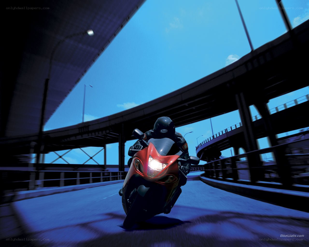 Motorcycle rider on highway