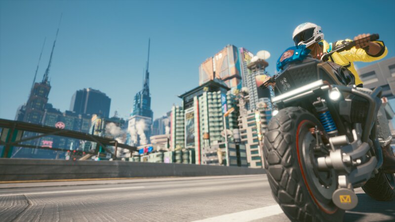 Motorcycle Rider on Highway — Blue