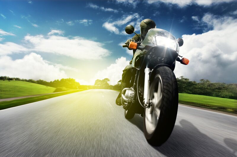 Motorcycle rider on open road