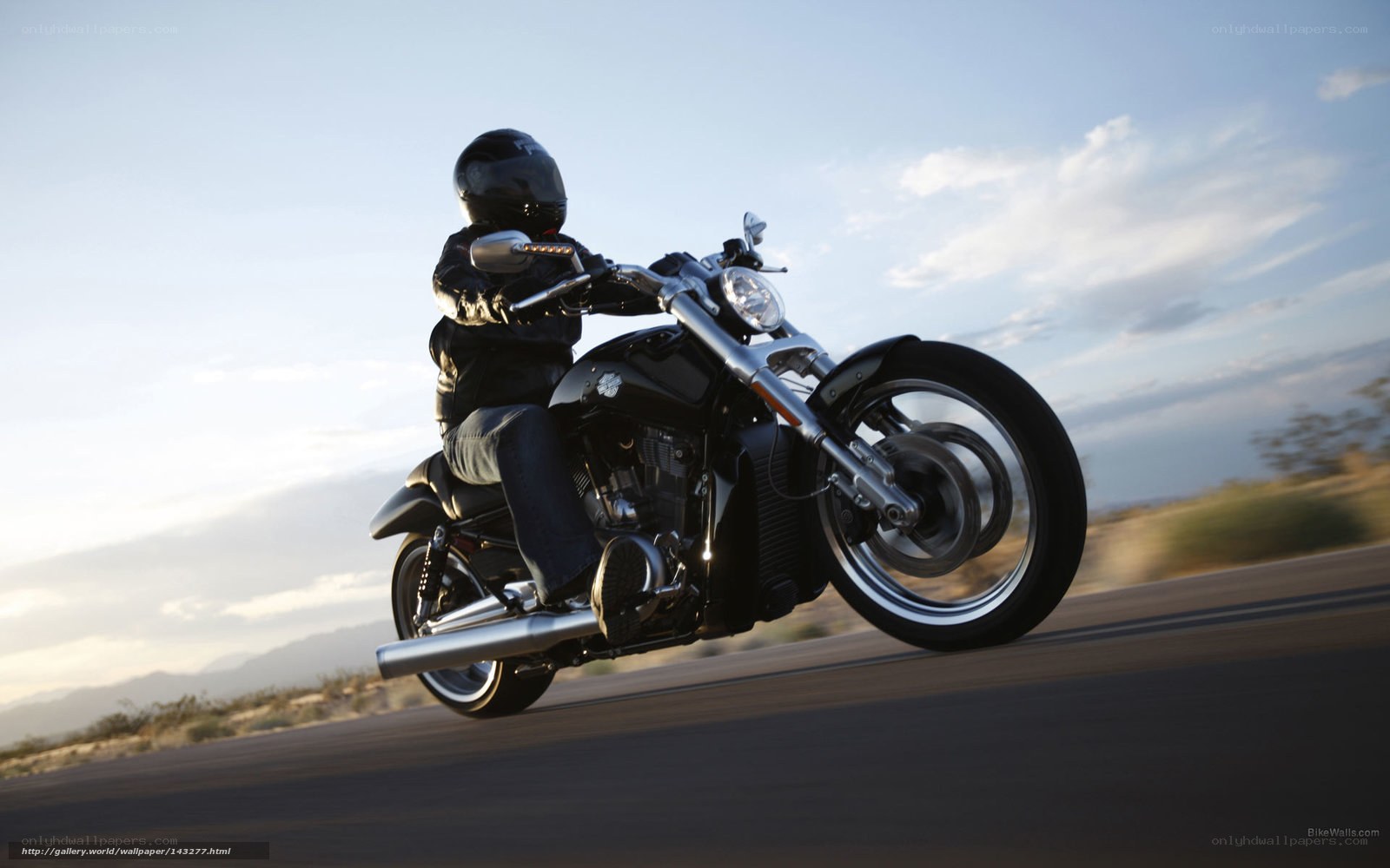Motorcycle rider on open road