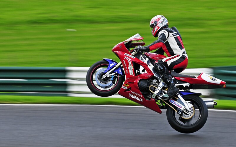 motorcycle rider on racetrack