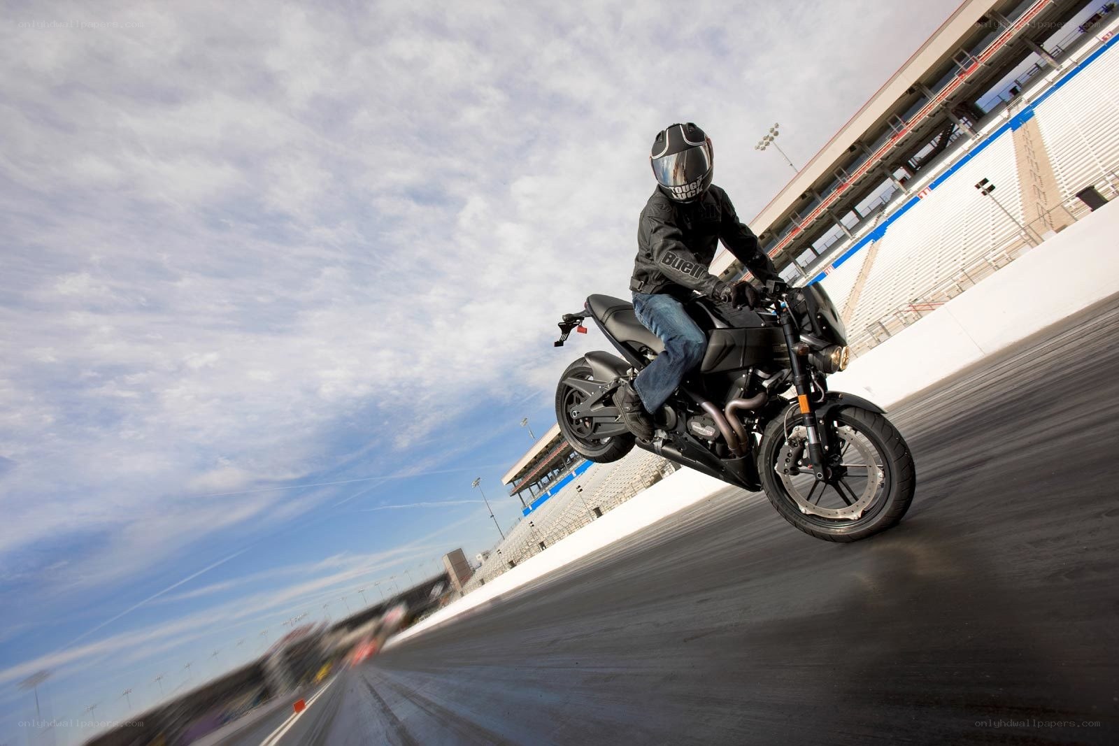 Motorcycle rider on racetrack