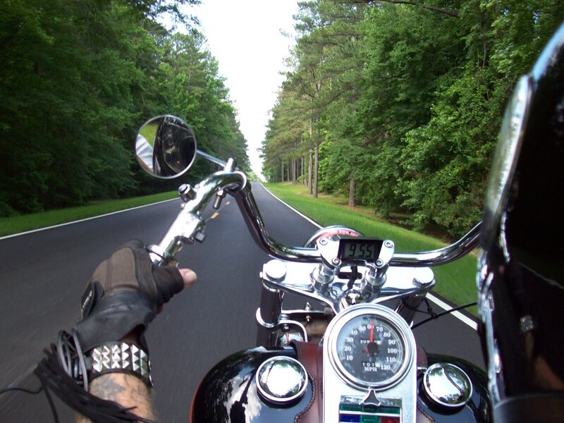 Motorcycle Rider on Road — Black