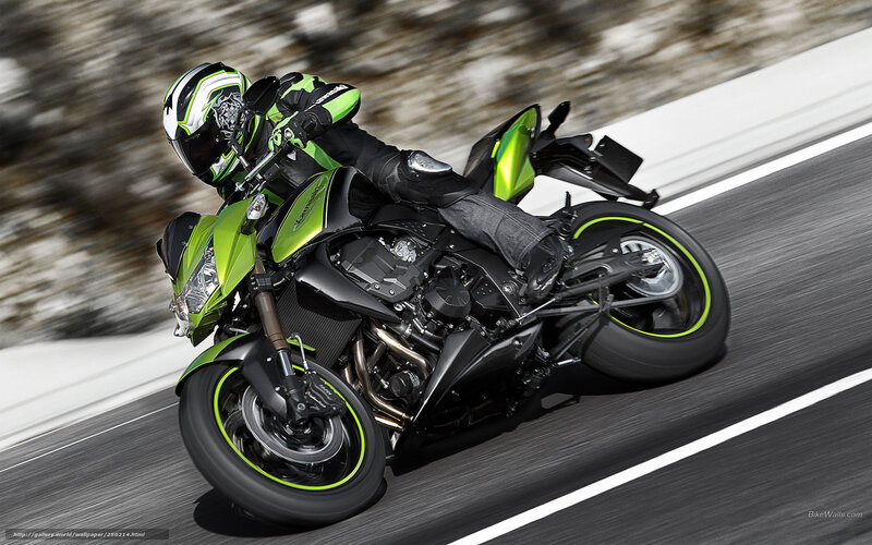 Motorcycle Rider on Road — Green, Dynamic, Photograph