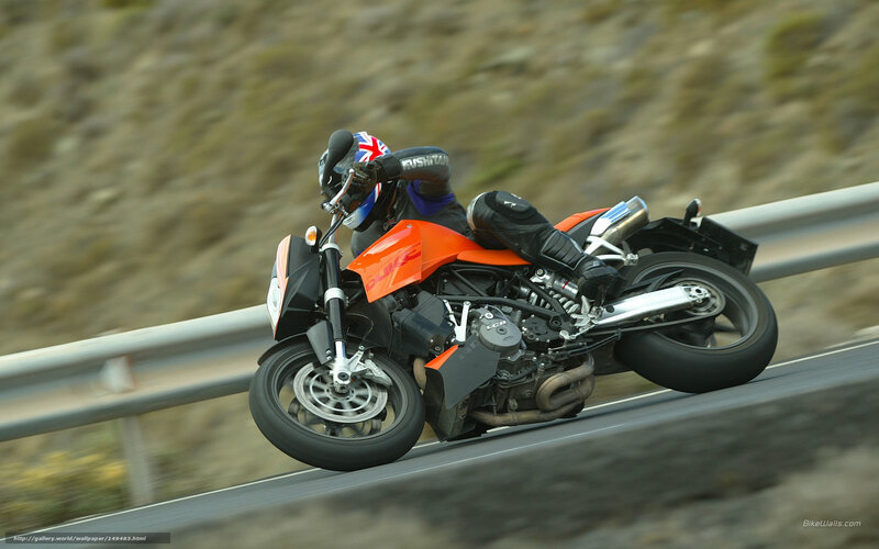 Motorcycle Rider on Road — Orange, Dynamic, Afternoon