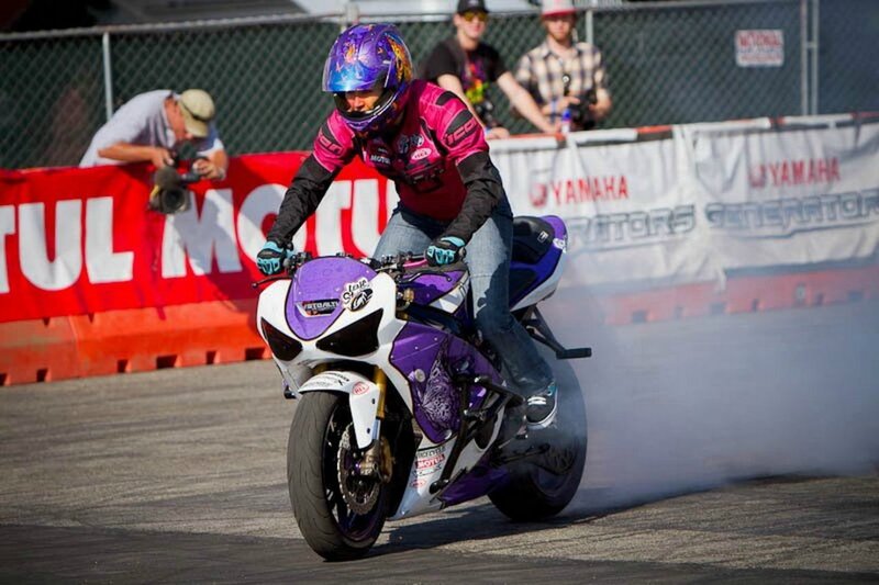 Motorcycle Rider on Track — Purple