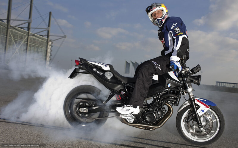 motorcycle rider performing burnout