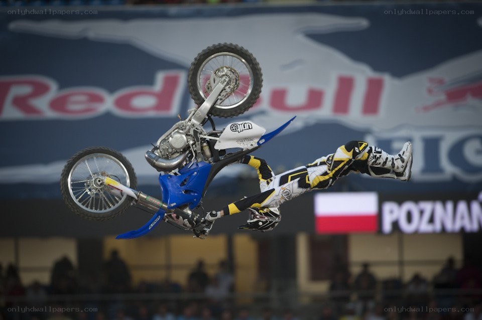 Motorcycle rider performing stunt