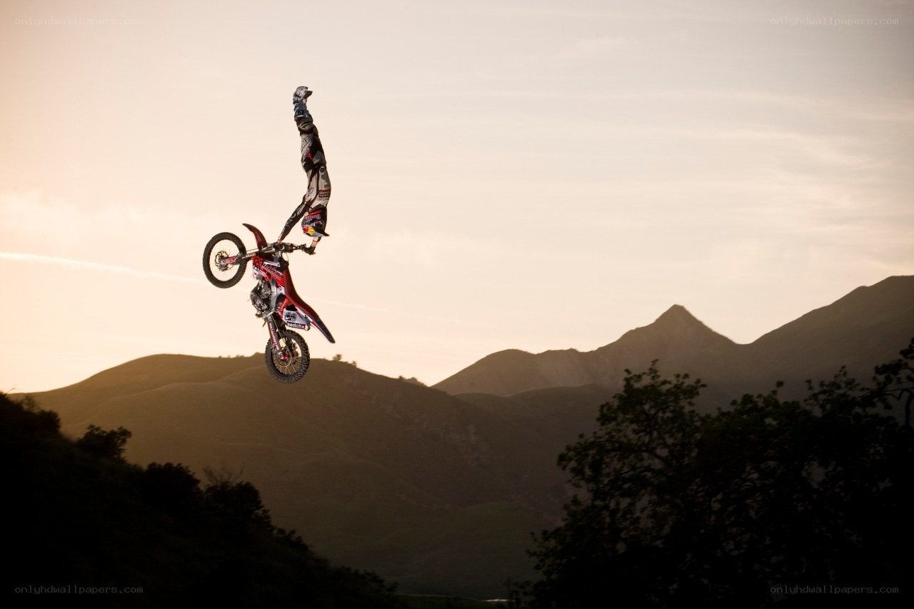 Motorcycle rider performing stunt