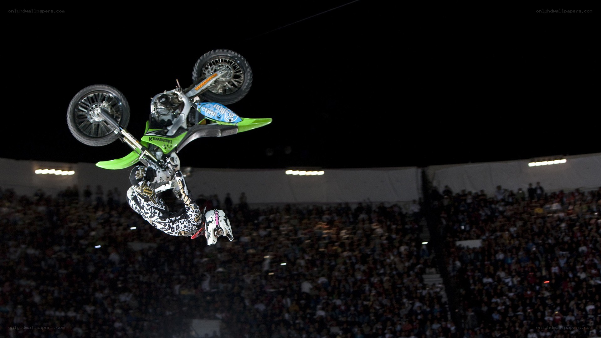 Motorcycle rider performing stunt