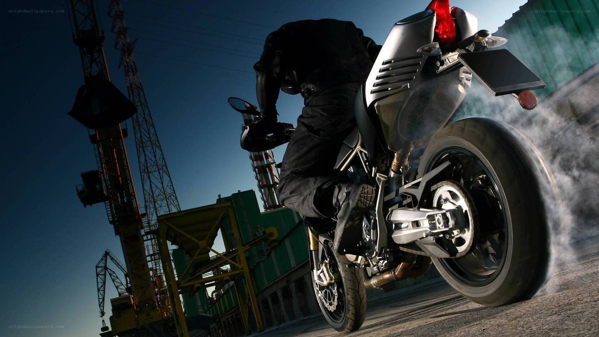motorcycle rider performing wheelie
