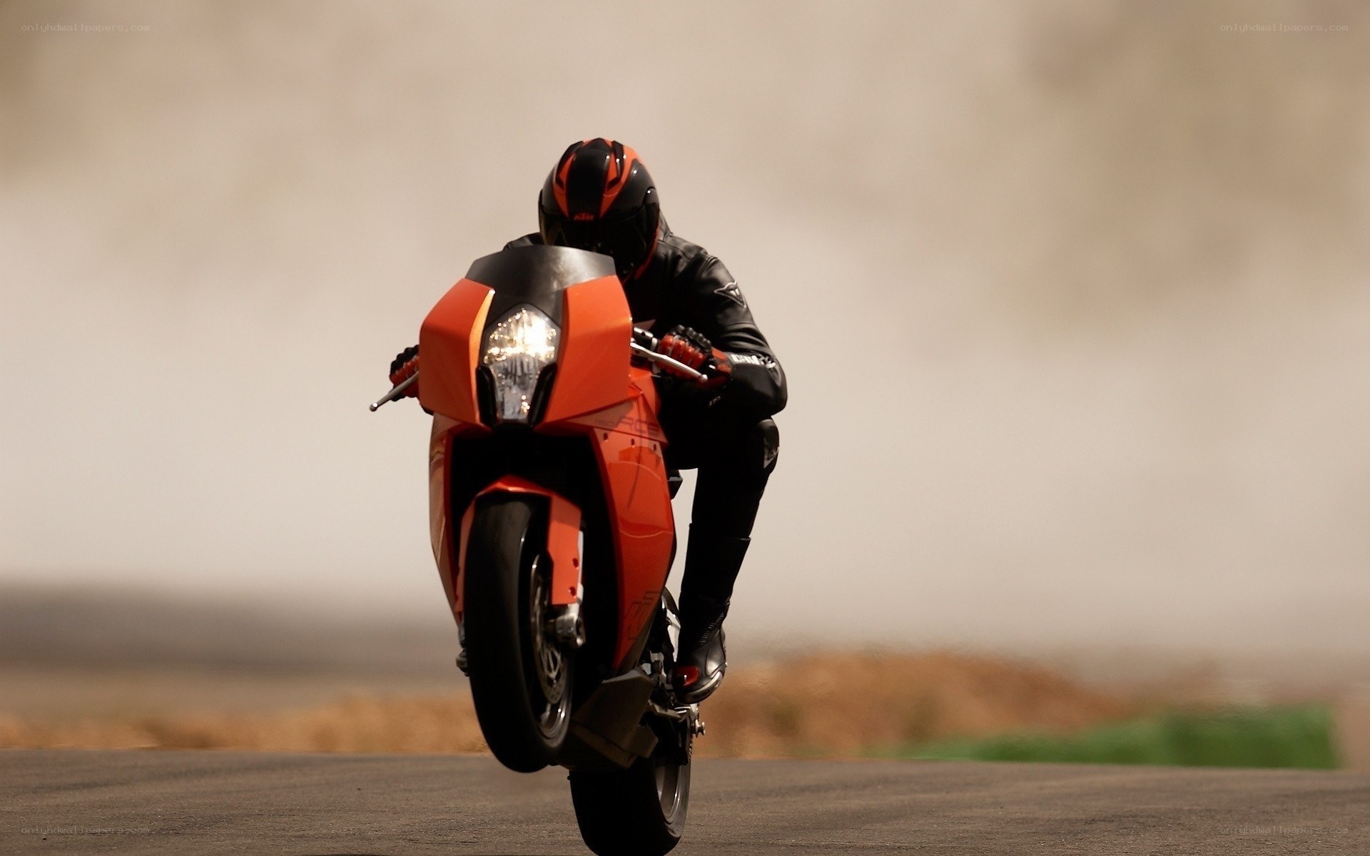Motorcycle rider performing wheelie