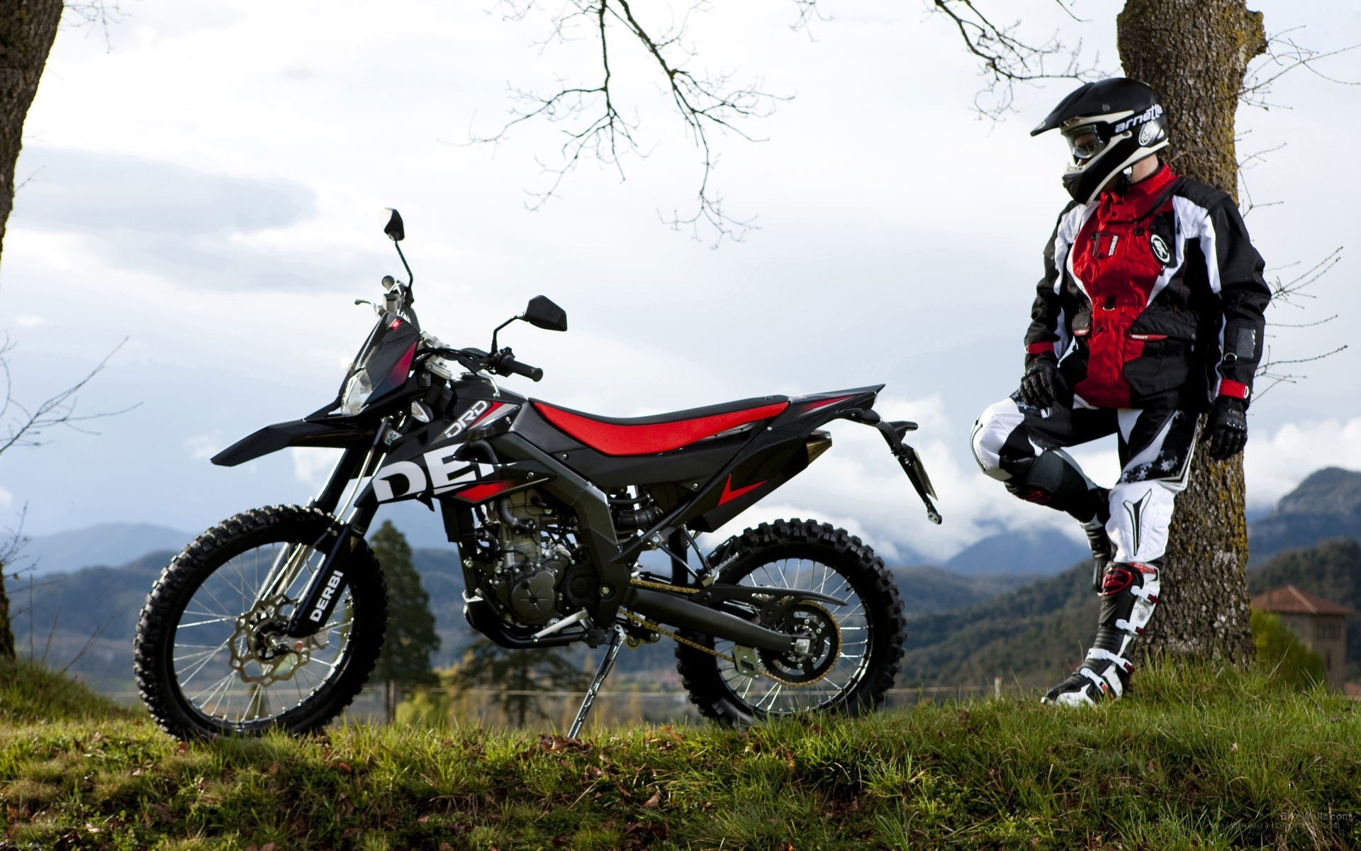 Motorcycle rider with bike