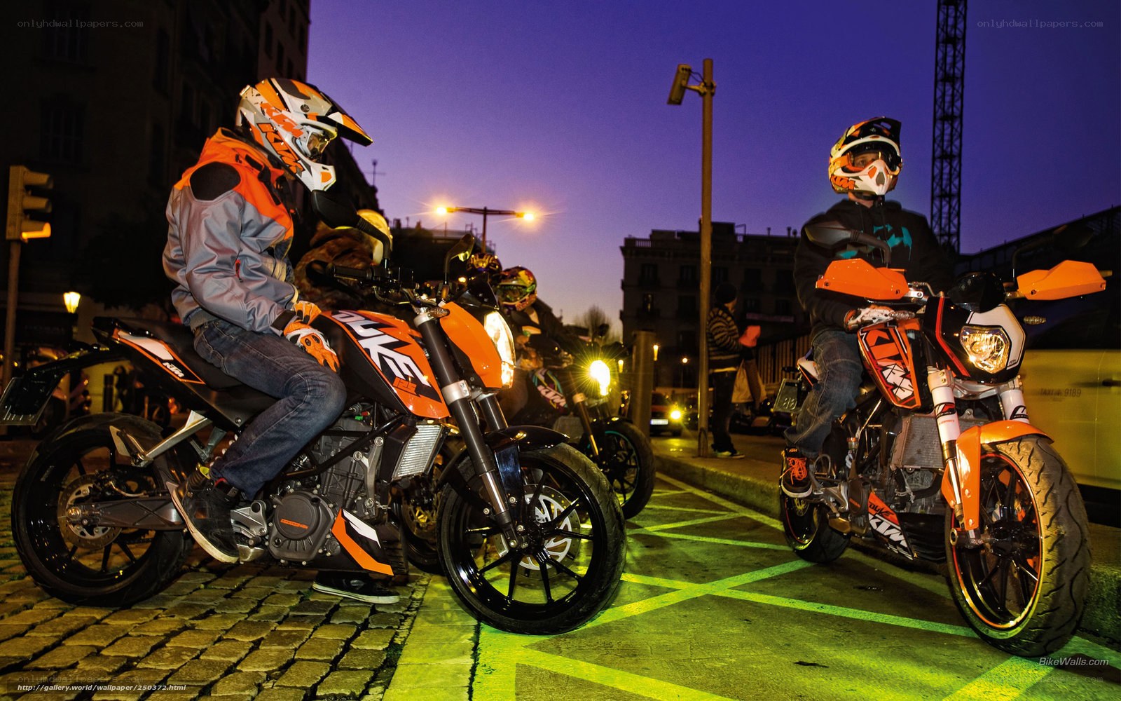 Motorcycle riders at dusk