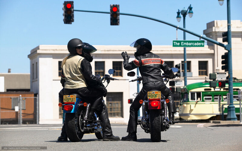 Motorcycle riders at intersection