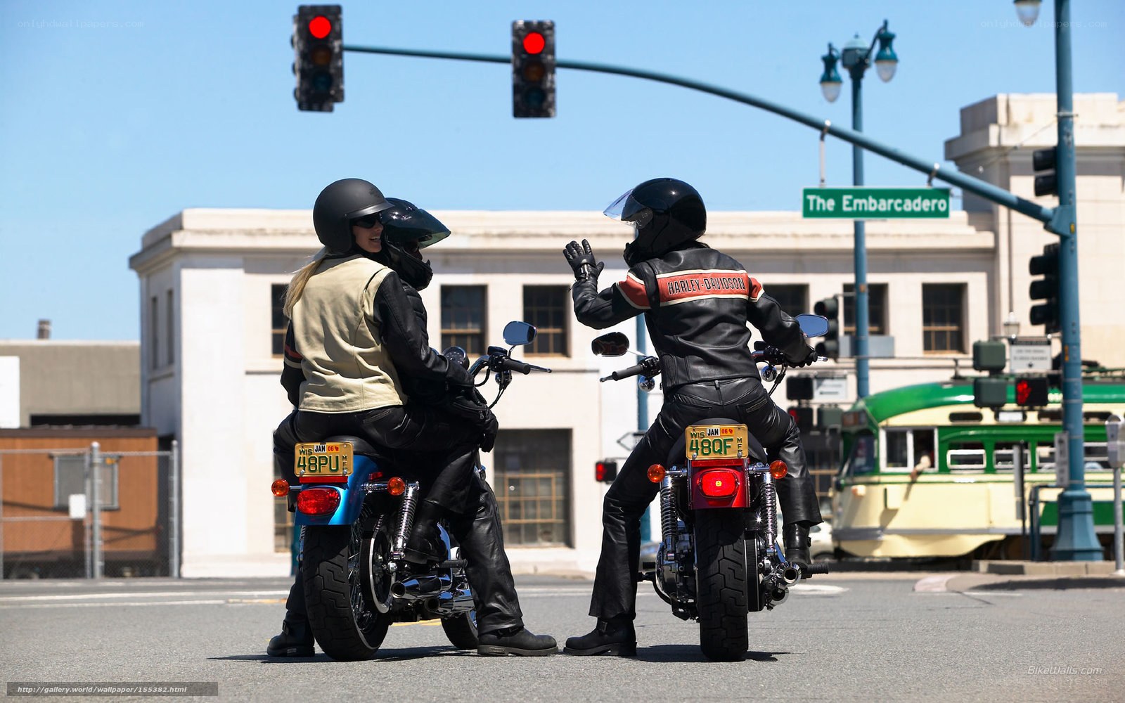 Motorcycle riders at intersection