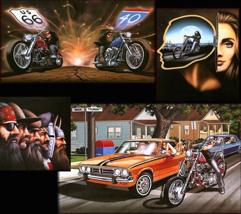 Motorcycle Riders Collage — Orange