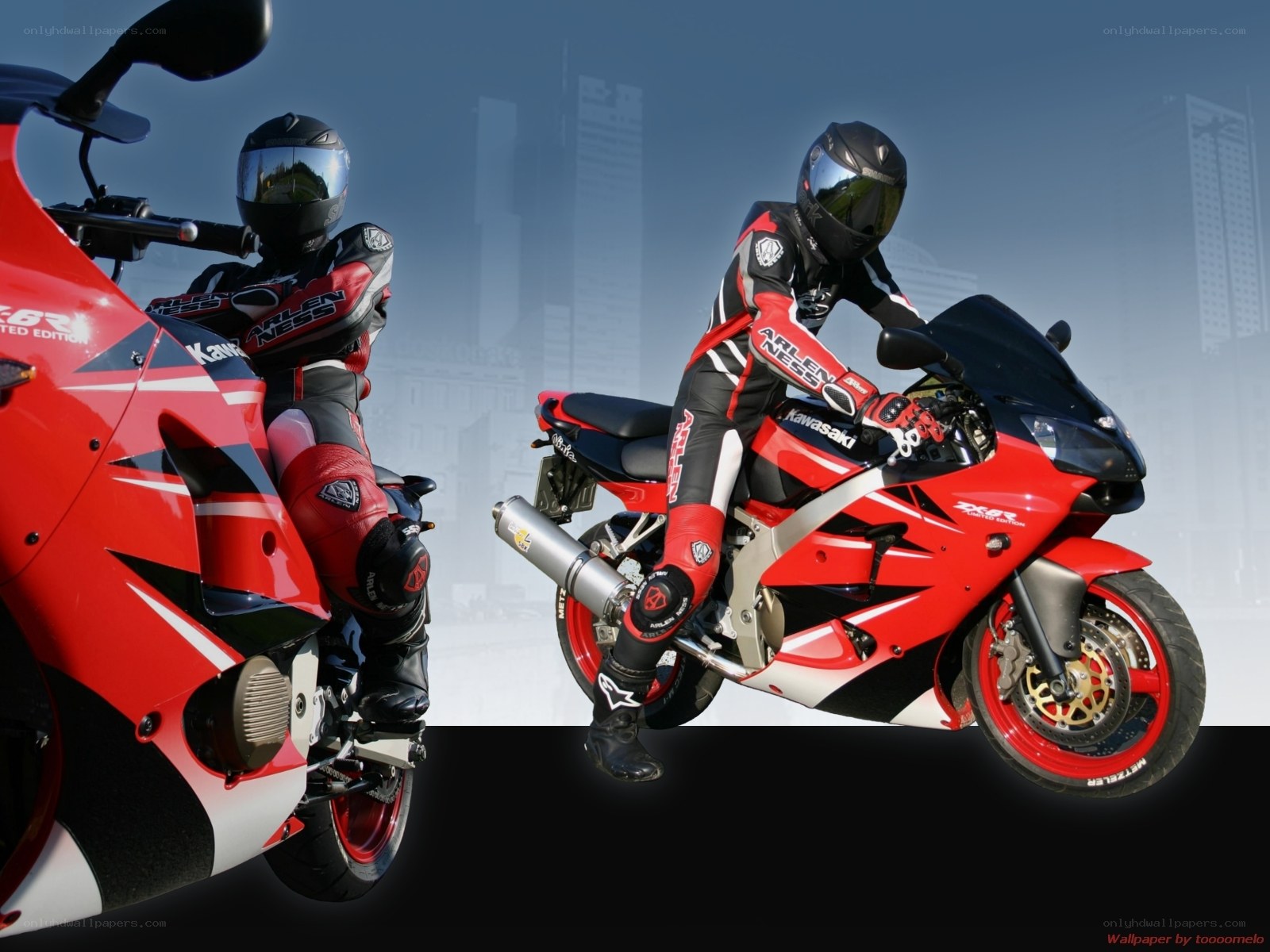 Motorcycle riders in action