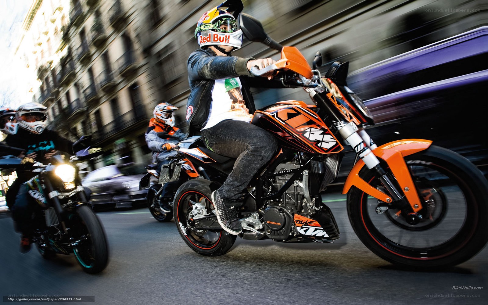 Motorcycle riders in city