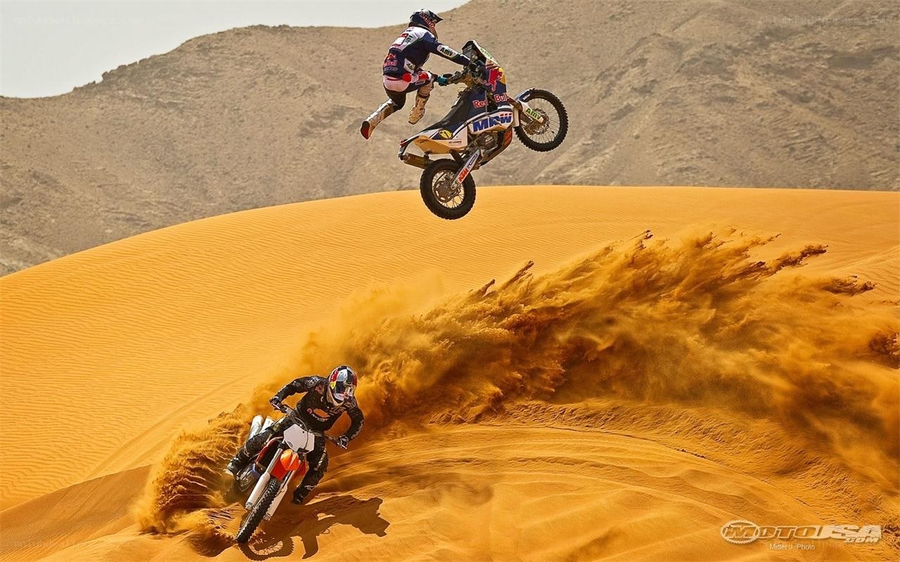 Motorcycle riders in desert