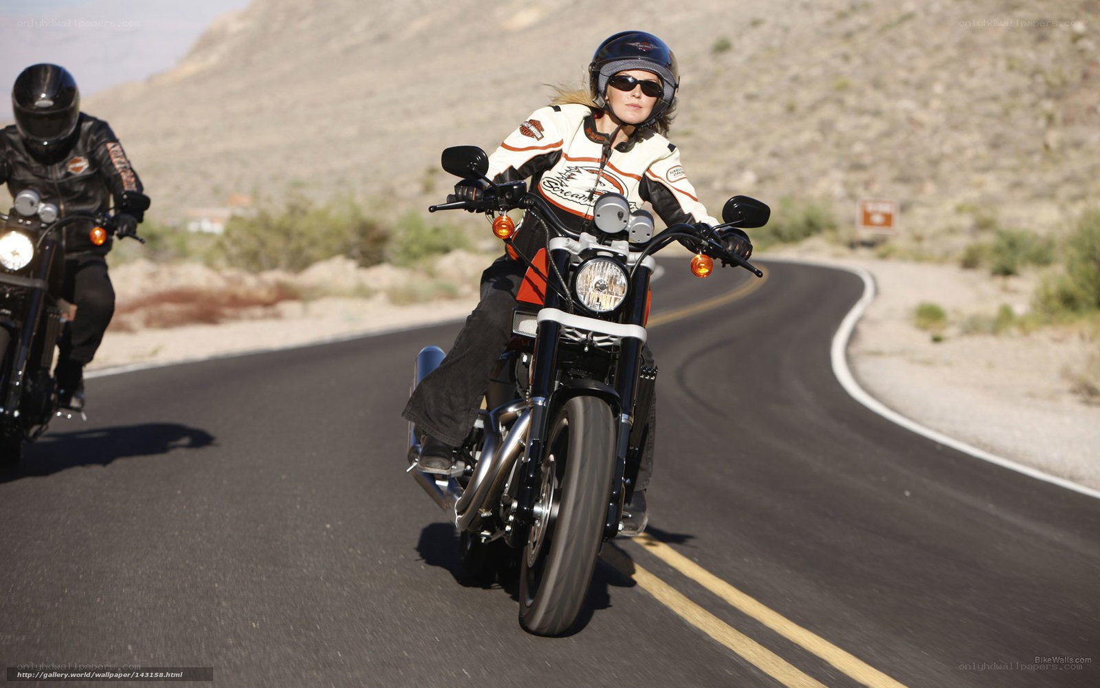 Motorcycle riders on a desert road