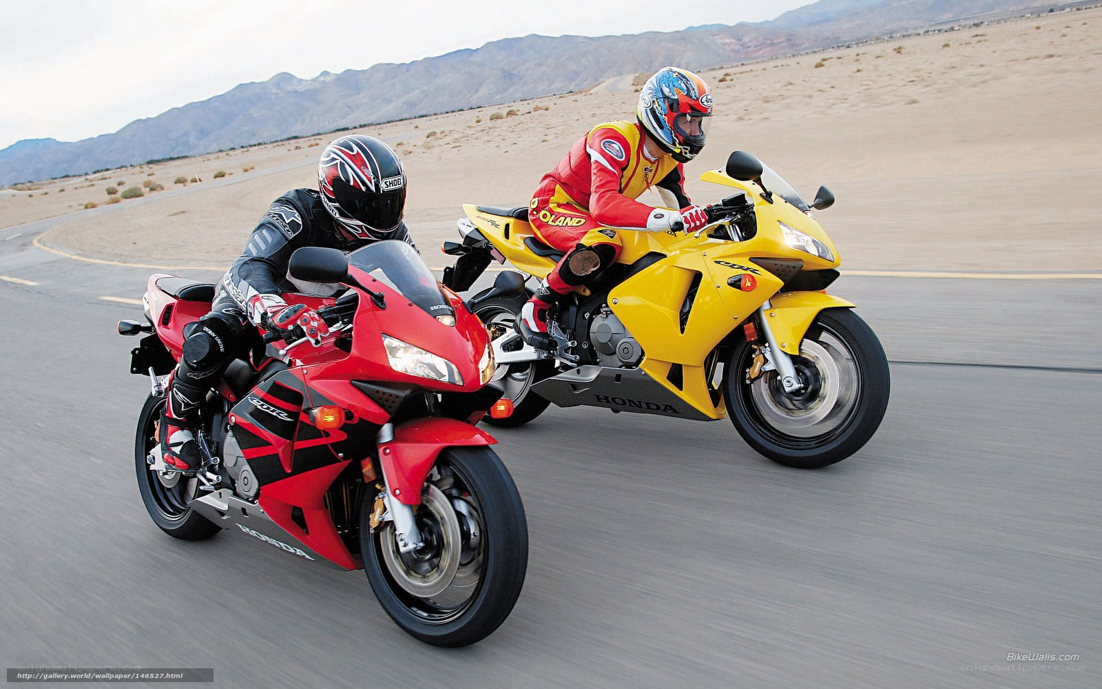 Motorcycle riders on a desert track