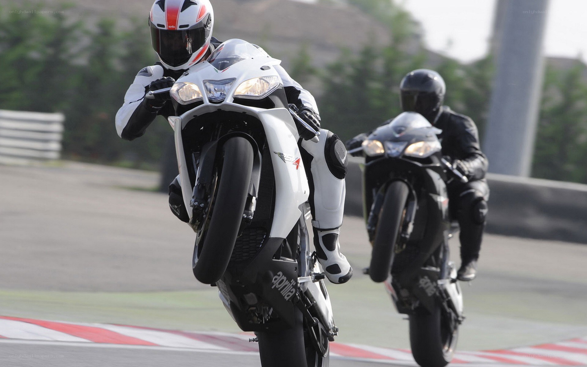 Motorcycle riders on a racetrack