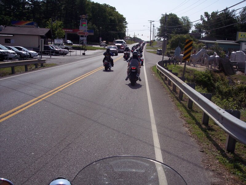 Motorcycle Riders on Road — Gray, Calm