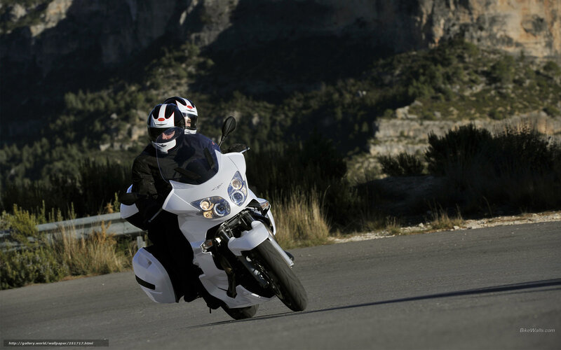 Motorcycle Riders on Road — White