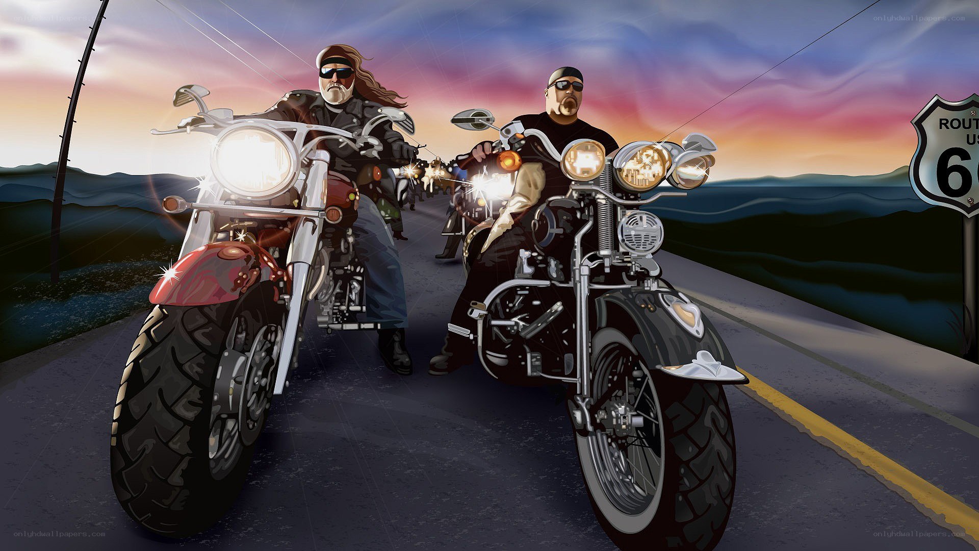 Motorcycle riders on Route 66