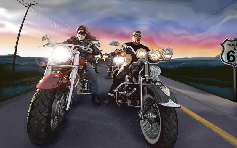 Motorcycle riders on Route 66
