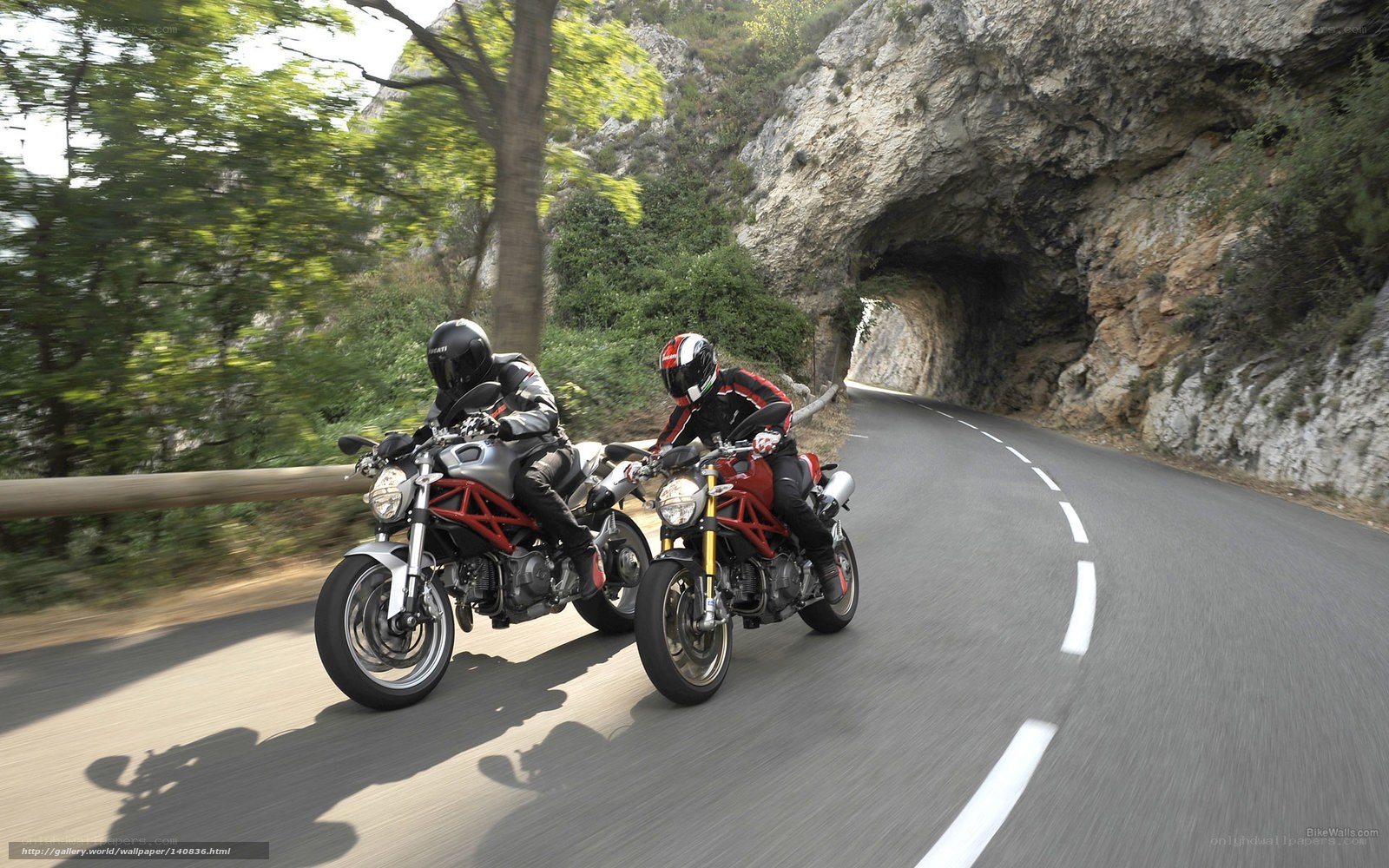 Motorcycle riders on winding road