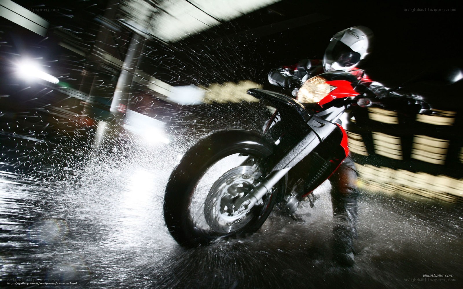 Motorcycle riding in the rain