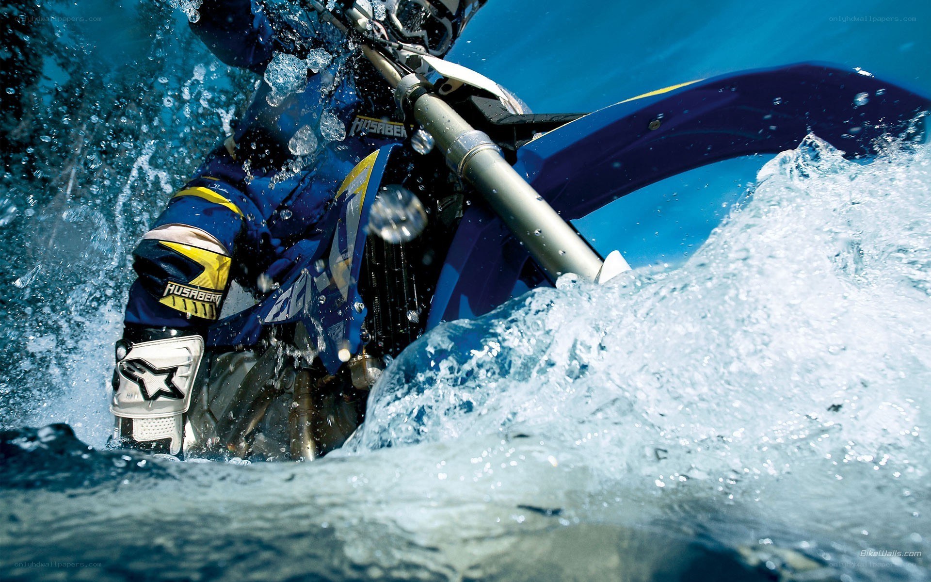 motorcycle riding through water