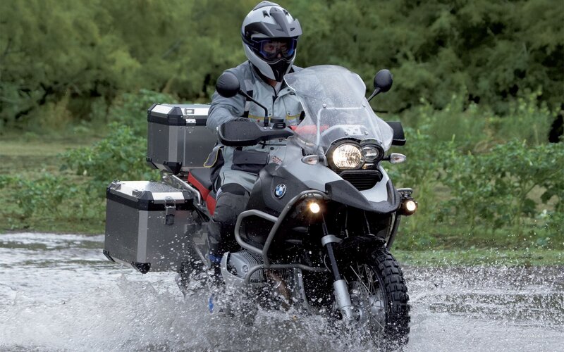 Motorcycle riding through water